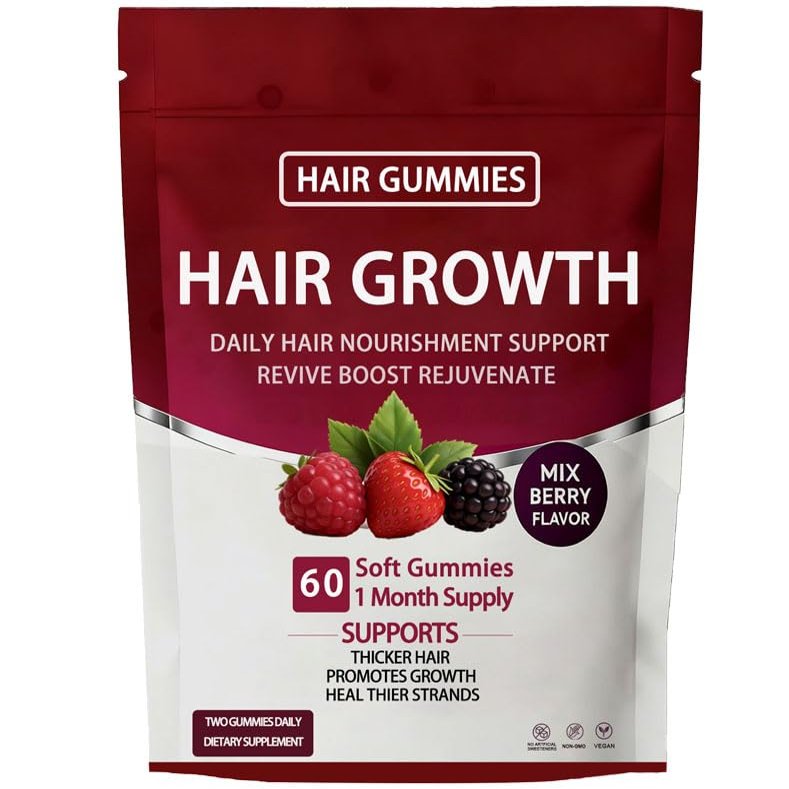 Vivikig Lumin Hair Growth Gummies Daily Hair Nourishment with Biotin, Collagen & Botanical Extracts Supports Thicker, Stronger & Healthier-Looking Hair Mixed Berry Flavor, 60 Gummies (1)