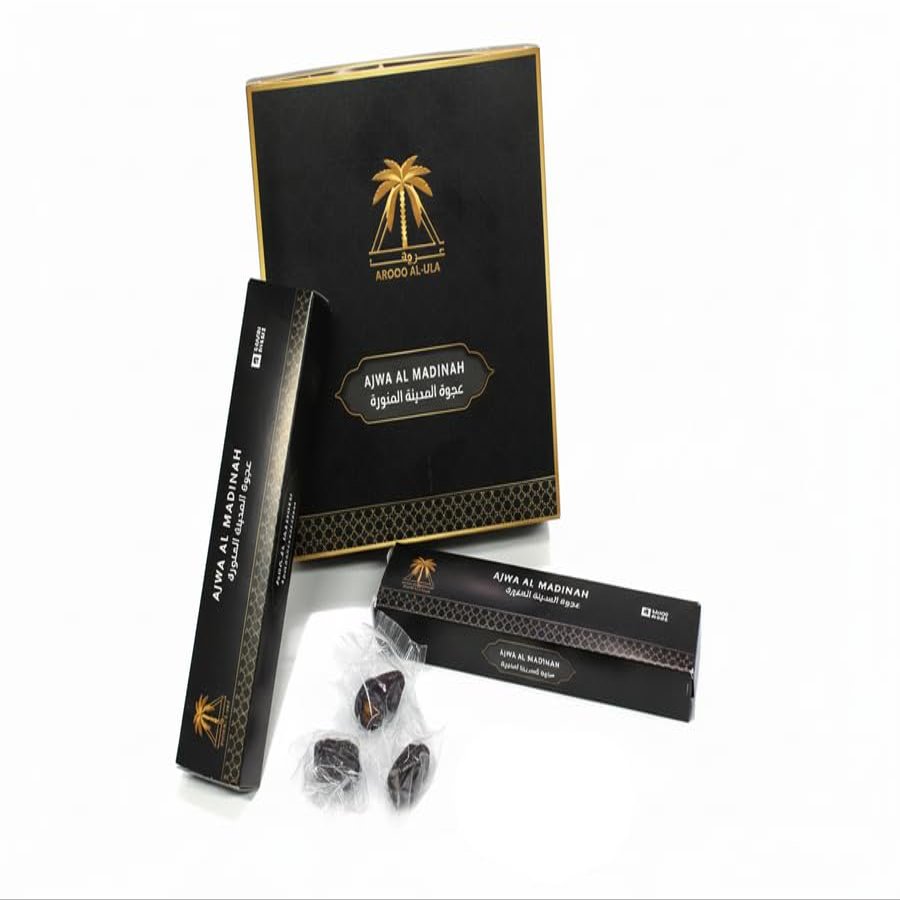 Ajwa Al Madina Dates 12 Packs (7 Pieces Each) Premium Saudi Dates from Madinah, Fresh Quality