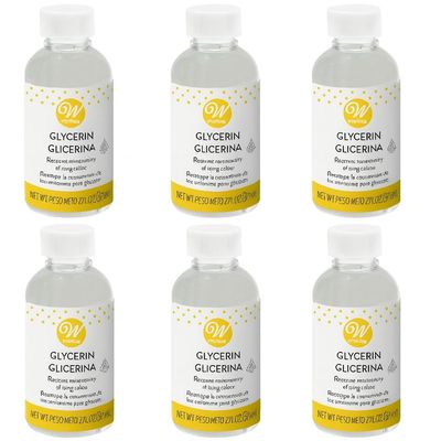 Food-Grade Vegetable Glycerin, Restores Dried Icing Colors & Softens Fondant, Vegan Baking Ingredient, 2 fl. oz - 6 Pack