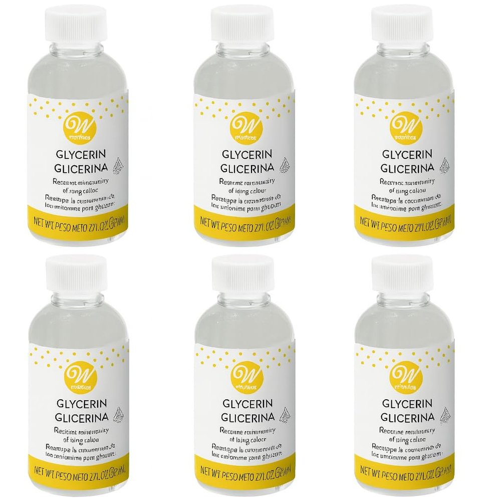 Food-Grade Vegetable Glycerin, Restores Dried Icing Colors & Softens Fondant, Vegan Baking Ingredient, 2 fl. oz - 6 Pack