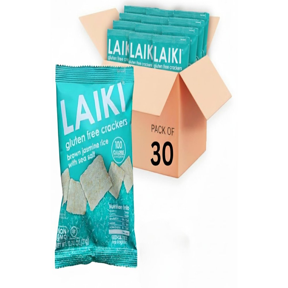 Gluten Free Rice Crackers - Brown Jasmine Rice | Low Sodium Healthy Snack | Vegan SEED-OIL FREE | NON-GMO | GF for Adults | Diabetic Friendly | Gluten Free Variety Pack | Clean & Vegan | Party Crackers | Pack of 30