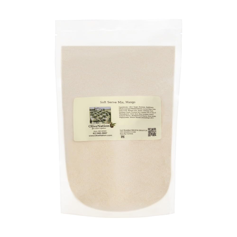 OliveNation Vegan Soft Serve Mix, Mango - Non-Dairy Soft Serve Powder for Mango Flavor Frozen Desserts, Fruit Whip, Shakes, Frozen Beverages, Gluten-Free, No Cholesterol, Vegan/Vegetarian (16.00oz)