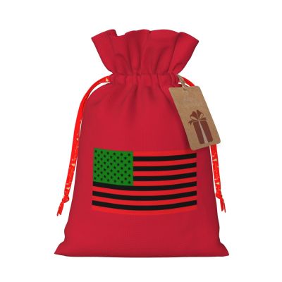 AMZJHGWEU African American Flag Christmas Gift Bags, Santa Wrapping Bags, With Drawstring And Tags Reusable, Xmas Presents Bag, Holiday Party Favors, Birthday & Christmas Gift
