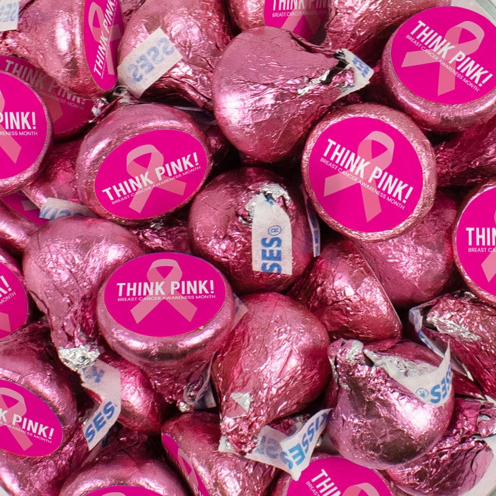 170 Pcs Breast Cancer Awareness Think Pink Ribbon Assembled Kisses Candy (1.7lb)