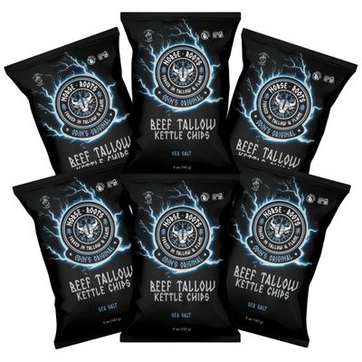 Beef Tallow Kettle Chips Seed Oil Free, Gluten Free | Beef Tallow Potato Chips (5 Ounce (Pack of 6), Sea Salt)