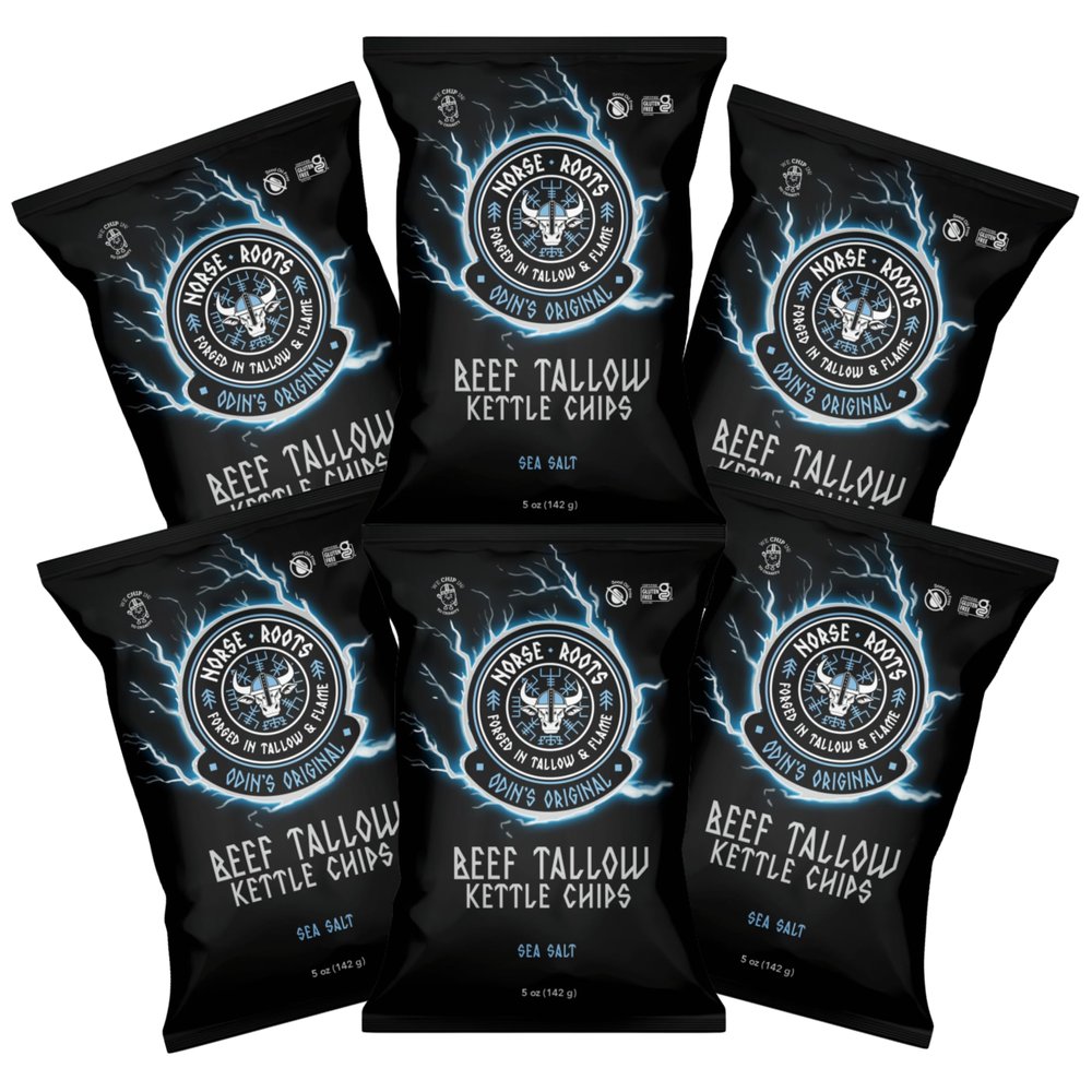 Beef Tallow Kettle Chips Seed Oil Free, Gluten Free | Beef Tallow Potato Chips (5 Ounce (Pack of 6), Sea Salt)