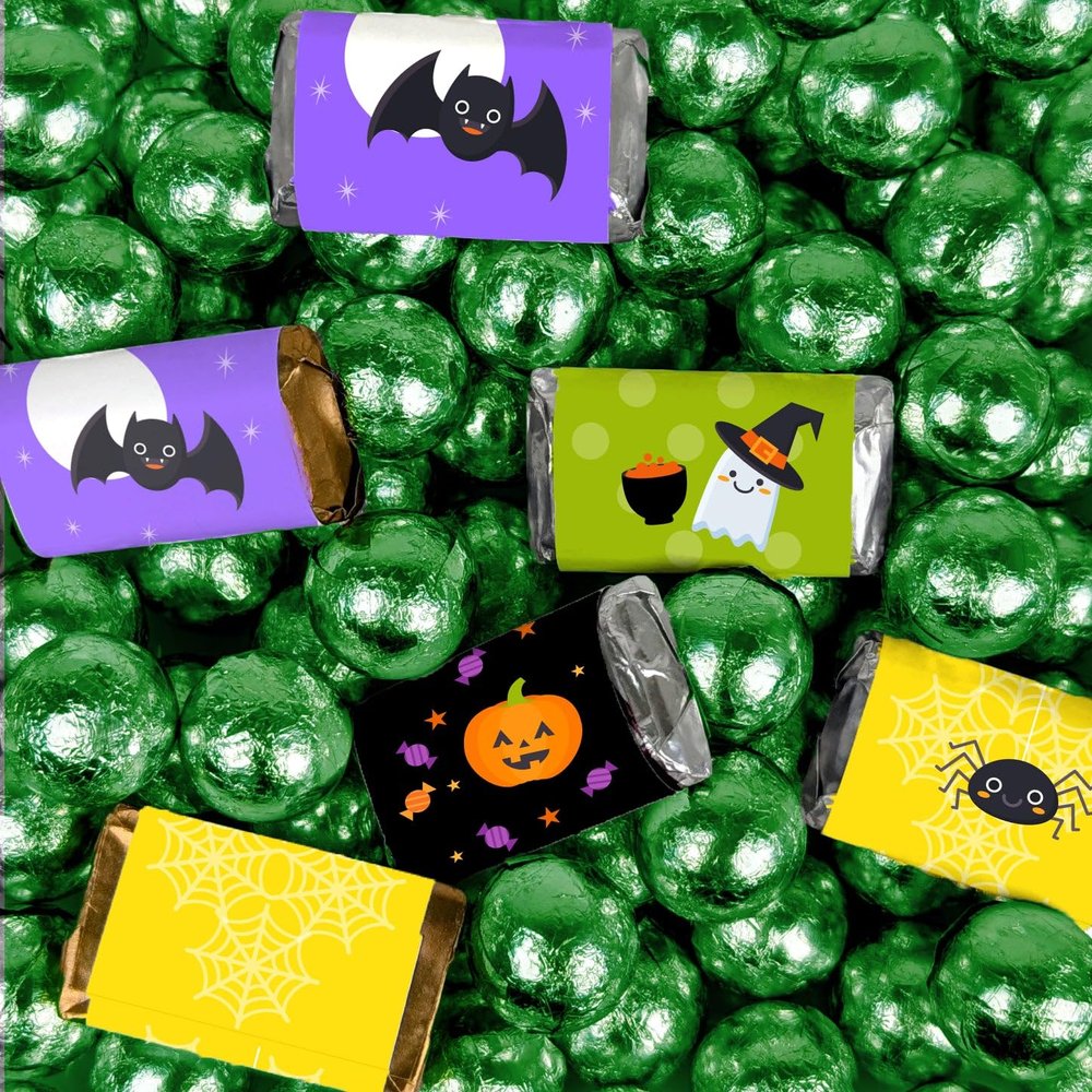 306 Pcs Halloween Critters Assorted Chocolate Miniatures and Green Milk Chocolate Balls (4.86lb)