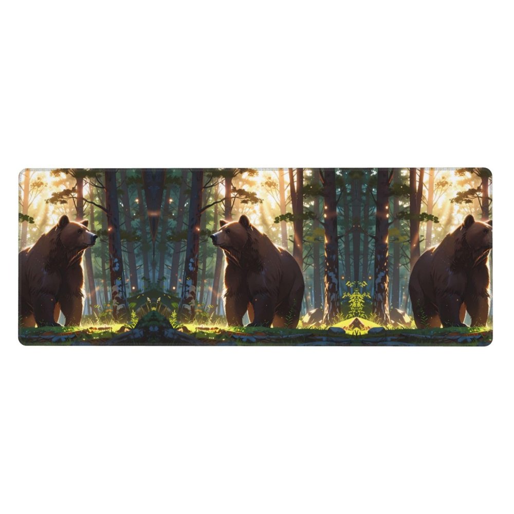 WZYWHJ Majestic brown bear printing Extra large rubber keyboard pad, thickened anti slip Office desk cushion