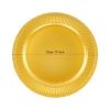 100 Pcs Round Serving Plates 13in Antique Charger Plates Bulk Plastic Charger Plates Set with Stackable &Edge Texture Pattern Table Chargers for Parties, Weddings, Banquets, RestaurantsGold view 2