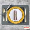 100 Pcs Round Serving Plates 13in Antique Charger Plates Bulk Plastic Charger Plates Set with Stackable &Edge Texture Pattern Table Chargers for Parties, Weddings, Banquets, RestaurantsGold view 4
