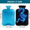 Tangopi Hot Water Bottle with Soft Cover 2L Leakproof PVC Hot Water Bag for Pain Relief, Period Cramps, Hand Feet Warmer, Ideal Gift for Women & Men (Blue Glowing Dragon) view 2