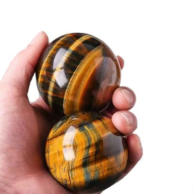 RCSTONE Tigers Eye Baoding Balls for Hand Therapy & Stress Relief (2 Inch) - Non-Chiming Chinese Balls for Hand Therapy, M130