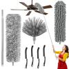 8-Piece Microfiber Feather Duster Set with Extension Pole (16.1" to 100"), Extendable Cobweb & Ceiling Fan Duster for Cleaning Cobweb, Ceiling Fan, Blind, Furniture view 1