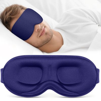 Vynix Sleep Mask for Men Women - 100% Blackout Eye Masks for Sleep - 3D Soft Sleeping Mask for Side Sleepers - Zero Pressure Lash Extensions Eye Cover Shade for Airplane Travel Essentials, Blue