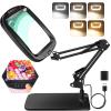 10X 30X Extra Large Magnifying Glass with Light and Stand,7-inch Lighted Magnifier,5 Color Modes Stepless Dimmable,Rectangle Hands-Free Magnifying Glass Desk Lamp for Reading Craft Hobby Close Work LB view 1
