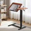 KEIKI Overbed Bedside Desk, Mobile Rolling Laptop Stand Tilting Overbed Table with Wheels, Height Adjustable Tray Bedside Table for Laptop Bed Sofa, Walnut view 1