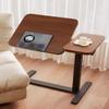 KEIKI Overbed Bedside Desk, Mobile Rolling Laptop Stand Tilting Overbed Table with Wheels, Height Adjustable Tray Bedside Table for Laptop Bed Sofa, Walnut view 4