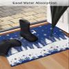 Non-Slip Front Door Mat, Santa Claus Reindeer on Blue Bath Rug, Snowflakes Christmas Tree Welcome Doormats for Entryway/Bedroom/Bathroom Entrance,24x36In view 4