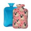 Tangopi Hot Water Bottle with Soft Cover 2L Leakproof PVC Hot Water Bag for Pain Relief, Period Cramps, Hand Feet Warmer, Ideal Gift for Women & Men (Pug Puppy Hearts) view 1