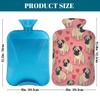 Tangopi Hot Water Bottle with Soft Cover 2L Leakproof PVC Hot Water Bag for Pain Relief, Period Cramps, Hand Feet Warmer, Ideal Gift for Women & Men (Pug Puppy Hearts) view 2