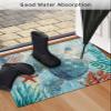 Non-Slip Front Door Mat, Teal Sea Turtle Starfish Coral Bath Rug, Underwater Marine Life Welcome Doormats for Entryway/Bedroom/Bathroom Entrance,24x36In view 4