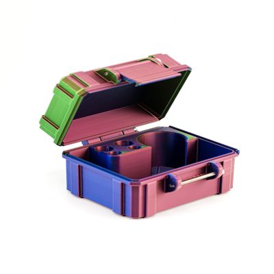 Case Compact Storage Case with Compartments for Scleral Lens Tools, Black USA Made (Metallic)