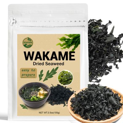 3.53oz Dried Wakame Seaweed Natural Sea Vegetable for Miso Soup, Seaweed Salad, Ramen & Stir-Fry, Gluten Free