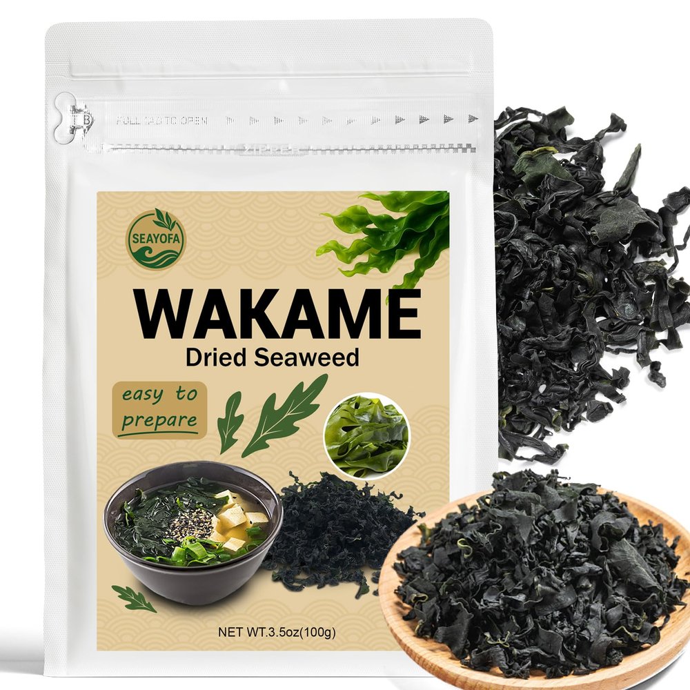 3.53oz Dried Wakame Seaweed Natural Sea Vegetable for Miso Soup, Seaweed Salad, Ramen & Stir-Fry, Gluten Free