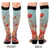 Autumn Poppy Flowers Compression Socks for Women Men Circulation Knee High Stocking for Athletic Running Nurse Travel view 2