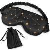 100% Natural Mulberry Silk Sleep Eye Mask with Adjustable Elastic Band for Women & Men Soft Light Blocking Cover Eyeshade Blindfold with Star Printed (Black) view 1