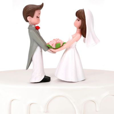 2.7'' Miniature Wedding Cake Toppers Bride Groom Resin Couple Figurine, Rustic Vintage Decorative Statue Doll for Anniversaries Engagement Party Bridal Shower Scene Figure Sand Table Cake Decoration