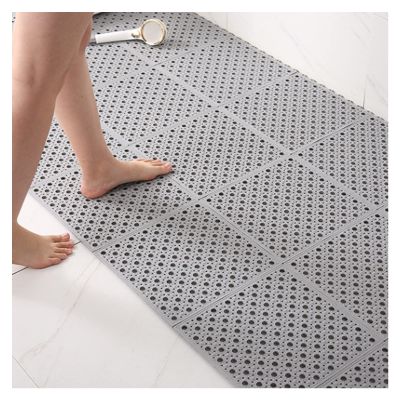 10 Pcs Interlocking Non-Slip Plastic Floor Tiles, 11.8x11.8 Inch for Bathroom, Kitchen, Balcony, Patio, Shower, Pool, Pet Areas Easy to Install, Waterproof, Durable