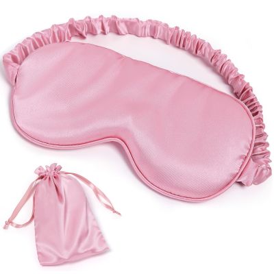 100% Natural Mulberry Silk Sleep Eye Mask with Adjustable Elastic Band for Women & Men Soft Light Blocking Cover Eyeshade Blindfold (Pink)