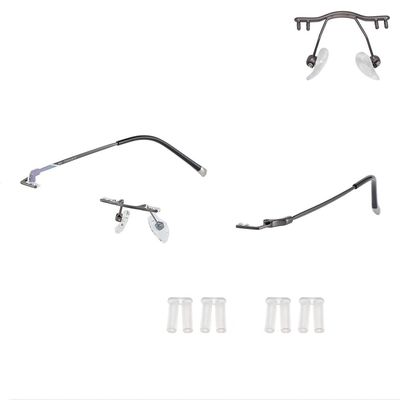 1 Pair Metal Frame Temple Arms Titanium Rimless Glasses Legs and Stainless Steel Nose Bridge Glasses Replacement Temple Eyewear Frame Temple with Double Rubber Plug(Gun Color)