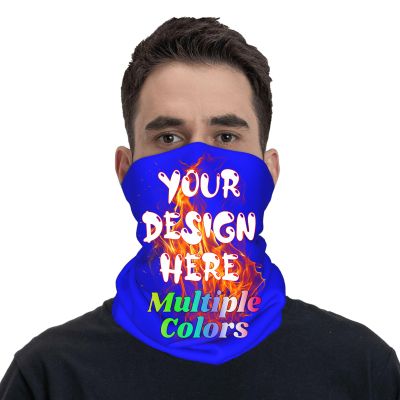 Custom Neck Gaiter for Men Women With Your Image Text Logo Personalized Face Cover Add Your Design Customized Face Mask Funny Gifts For Family Friends Blue