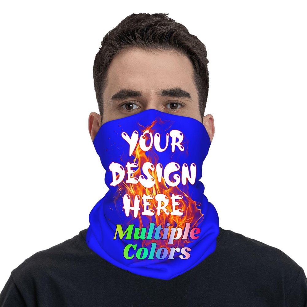 Custom Neck Gaiter for Men Women With Your Image Text Logo Personalized Face Cover Add Your Design Customized Face Mask Funny Gifts For Family Friends Blue