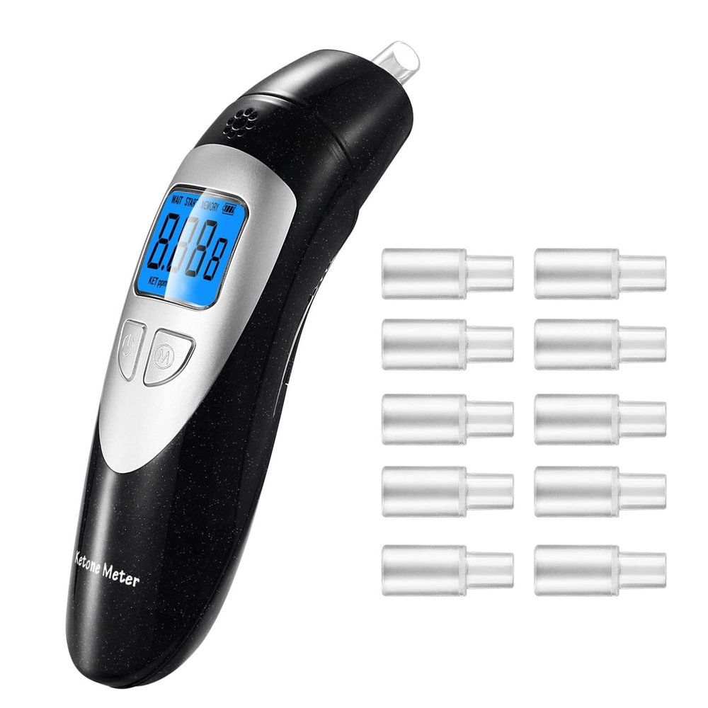 Ketosis Mete for Ketosis Testing - Professional Ketosis Breath Analyzer Home Ketone Breath Meter High Accuracy Ketosis Breath Tester with 10 Mouthpieces