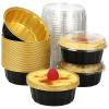 100 PCS Aluminum Foil Cups with Lids, 8 oz Disposable Ramekins for Baking Serving, Round Foil Containers with Clear Lids for Cupcakes, Desserts, Pudding, Muffins, Party, Holiday Events view 2