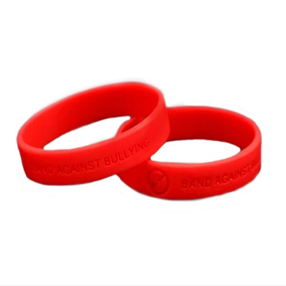 5 Pack Red Anti-Bullying Silicone Bracelet 7 Inch Small Wristband with Band Against Bullying Message Rubber Awareness Wristband for School Events, Fundraisers & Kindness Campaigns - 1 Bracelet