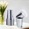 16 oz - 100 Count Metallic Plastic Cups, Disposable Plastic Party Cups for Easy Cleanup and Large Gatherings, Gold Metallic Cups for Birthdays, Parties, Christmas, and Everyday Use (Silver) view 3