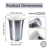16 oz - 100 Count Metallic Plastic Cups, Disposable Plastic Party Cups for Easy Cleanup and Large Gatherings, Gold Metallic Cups for Birthdays, Parties, Christmas, and Everyday Use (Silver) view 4