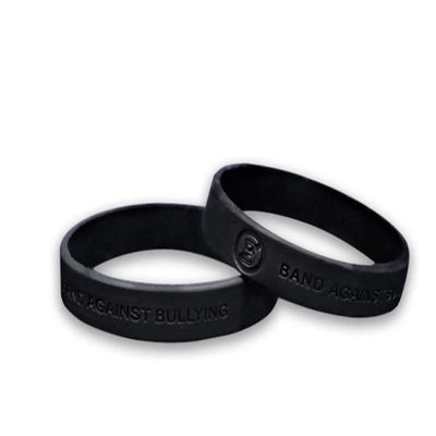 50 Pack Black Anti-Bullying Silicone Bracelet 7 Inch Small Wristband with Band Against Bullying Message Rubber Awareness Wristband for School Events, Fundraisers & Kindness Campaigns - 1 Bracelet