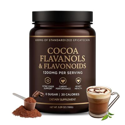 High Flavanol Cacao Powder 1200mg per Serving with Cocoa Flavanols 600mg Epicatechin, Boosts Circulation, Nitric Oxide, Energy and Heart Health - 150g
