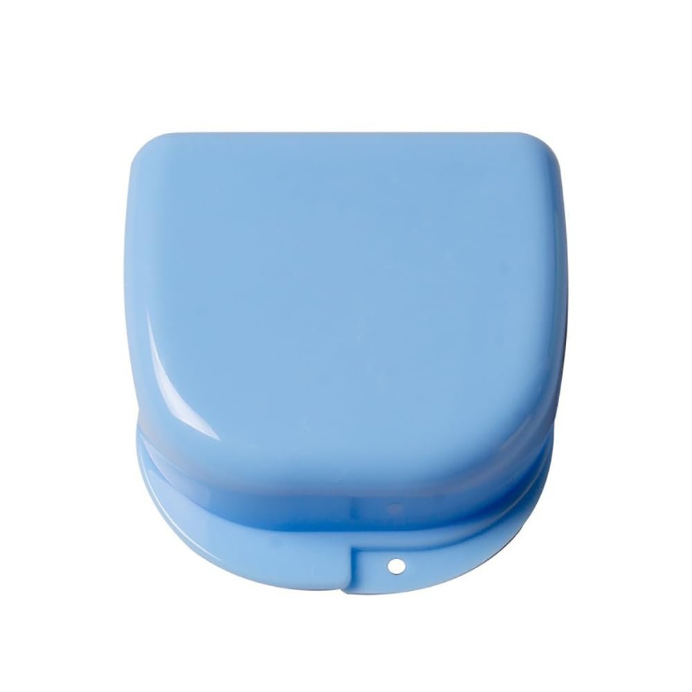 100 pcs Denture Box with Customizable Logo Dental Storage Container for Aligners, Mouth Guard Container Case (BLUE, L)