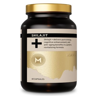 Manna Vitality Shilajit+ Capsules | 1000mg Purified Himalayan Shilajit Resin Supplement | Highest Bioavailability | Energy, Performance, Detox, Vitality, Mental Clarity & Cognitive Support | 60 Count