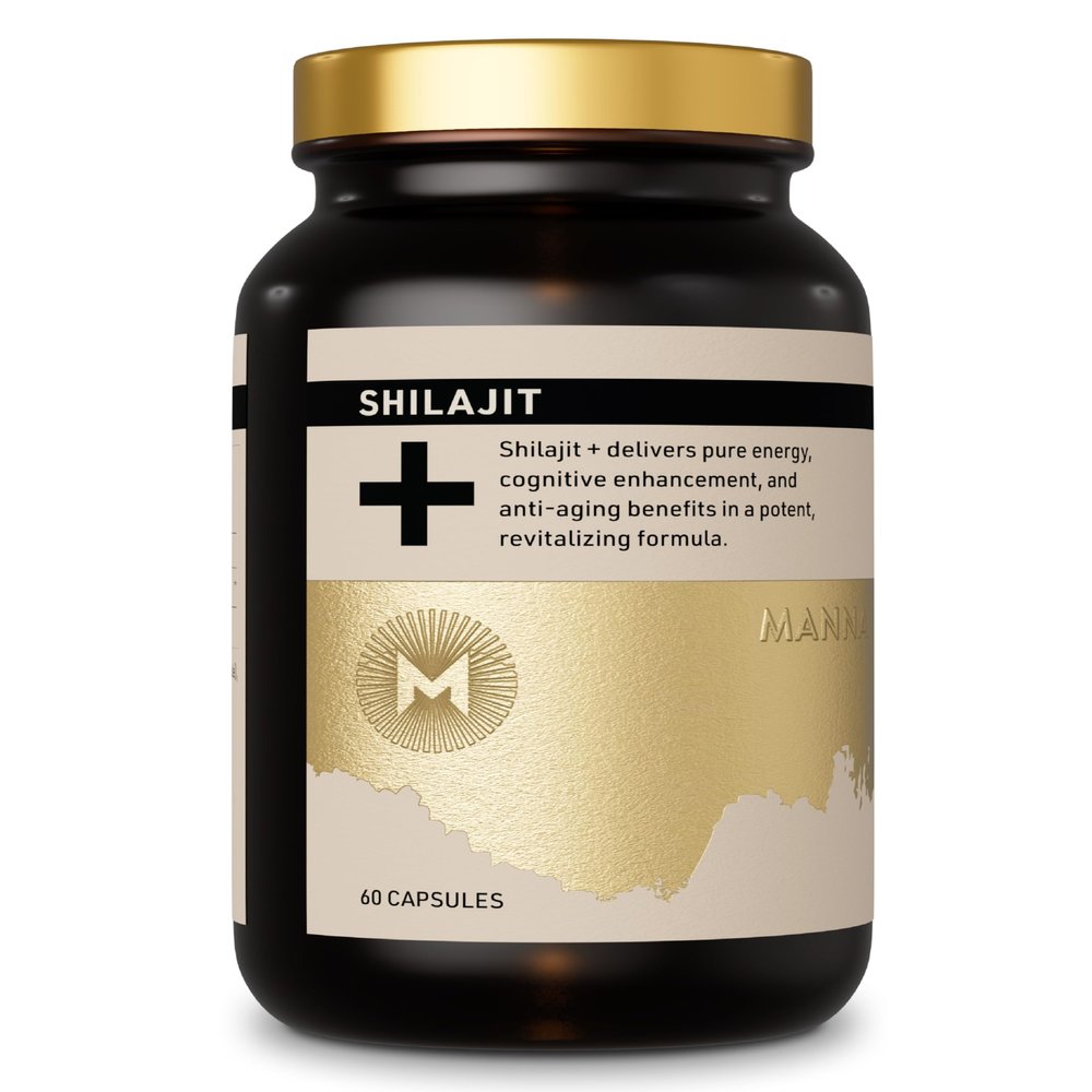 Manna Vitality Shilajit+ Capsules | 1000mg Purified Himalayan Shilajit Resin Supplement | Highest Bioavailability | Energy, Performance, Detox, Vitality, Mental Clarity & Cognitive Support | 60 Count