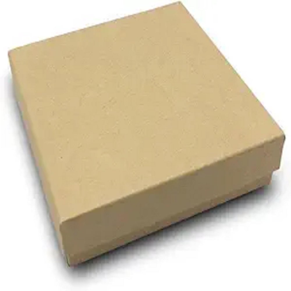 RJ Displays Cotton Filled Brown Kraft Color Cardboard Paper Jewelry Bracelet, Watch, Large Necklace, Jewelry Set, Gift Retail Packaging Box (Pack of 100, 3.5" x 3.5" x 1.0")