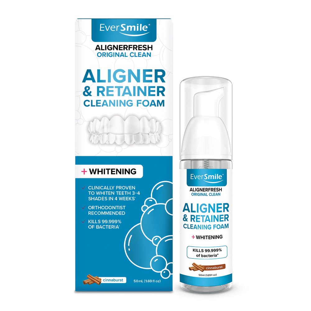 EverSmile AlignerFresh Original Clean Foam Cleaner for All Clear Aligners & Retainers Whitens Teeth, Fights Bad Breath Cinnaburst, 50ml (1 Pack)