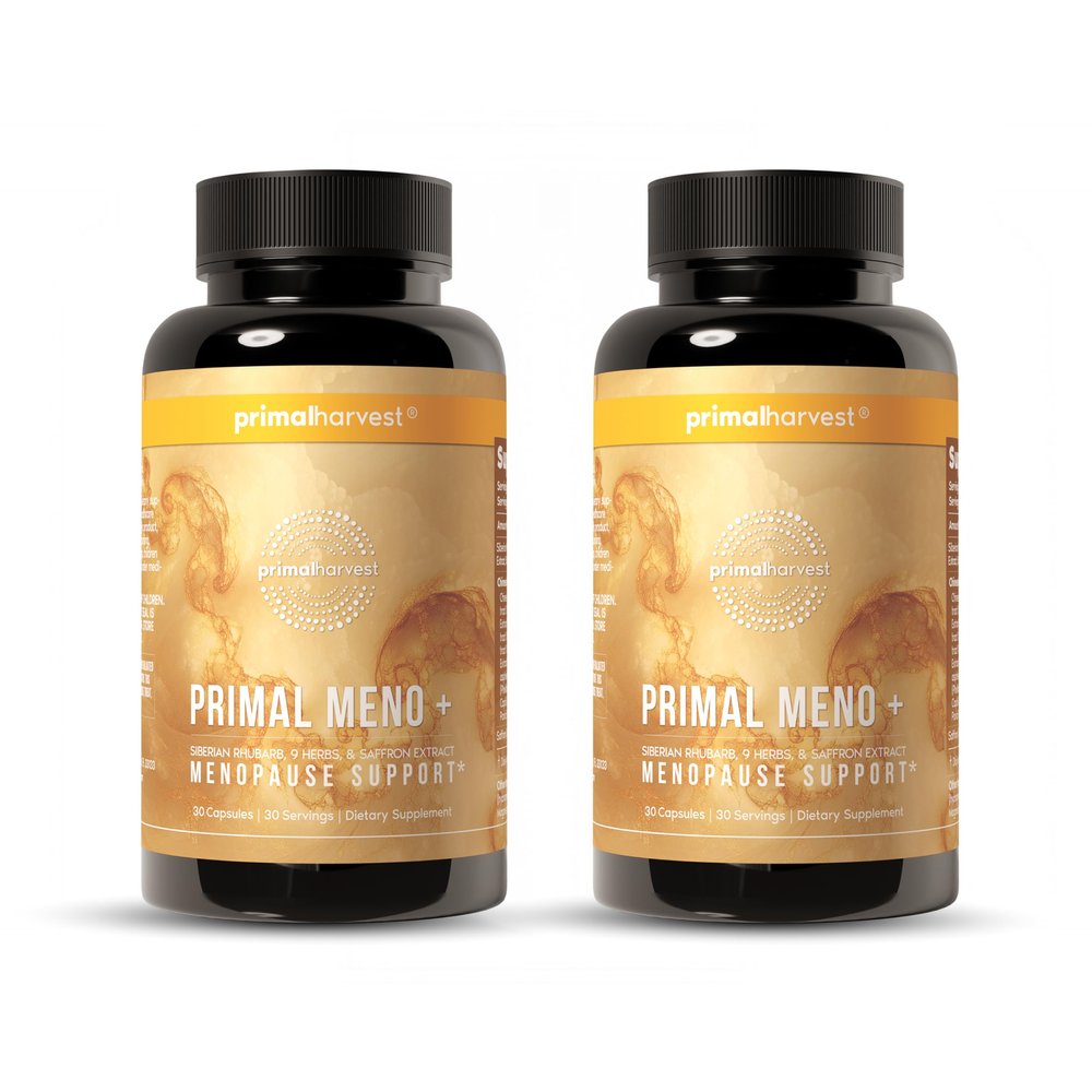 Primal Harvest Meno+ Menopause Support with Saffron & Chinese Herbs Support Mood, Menopausal Symptom Relief, & General Well-Being (2 Pack)