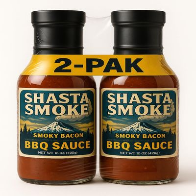 Shasta Smoke Smoky Bacon BBQ Sauce Gourmet Premium 2-Pack (15oz Bottles)